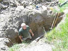 Excavating & locating forced main for repair