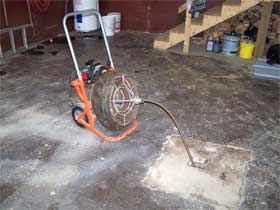 Power Snake drain cleaning